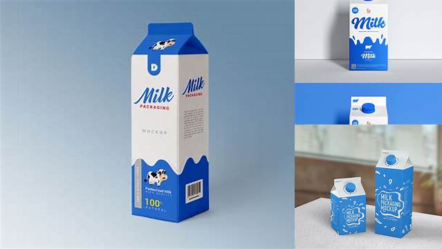 7563+ 700ml Milk Carton Box PSD Mockup Premium Free Mockup PSD