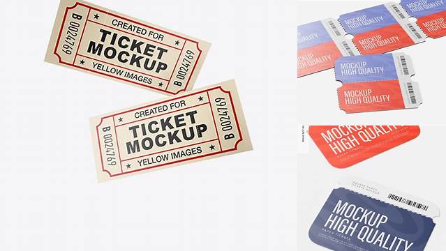 7566+ Two Matte Paper Tickets PSD Mockup Fully Editable Photoshop PSD Free Download