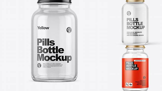 7570+ Empty Clear Glass Pills Bottle PSD Mockup Professional Graphic PSD Download