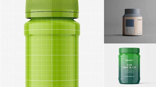 7570+ Glossy Plastic Jar PSD Mockup High-Angle Shot Fully Editable Photoshop PSD Free Download