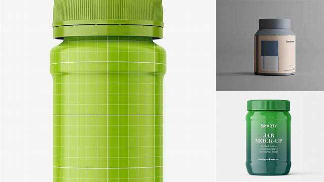 7570+ Glossy Plastic Jar PSD Mockup High-Angle Shot Fully Editable Photoshop PSD Free Download