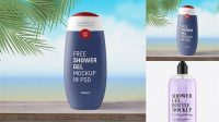 7571+ Frosted Bottle with Shower Gel PSD Mockup Smart Editable Design Mockup