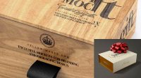 7571+ Wooden Gift Box PSD Mockup Half Side View High-Angle Shot Creative Free PSD Graphic Design