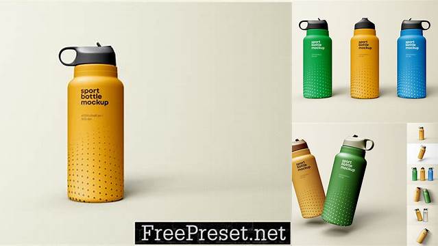 7573+ Glossy Sport Bottle PSD Mockup Exclusive Layered PSD Mockup