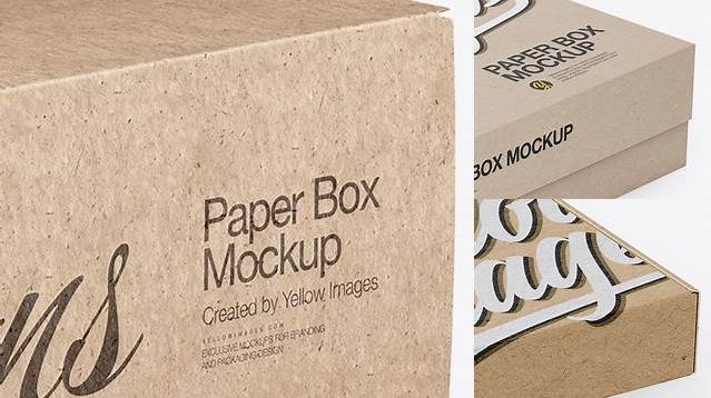 7575+ Kraft Box PSD Mockup Half Side View High-Angle Shot High-Resolution Editable PSD