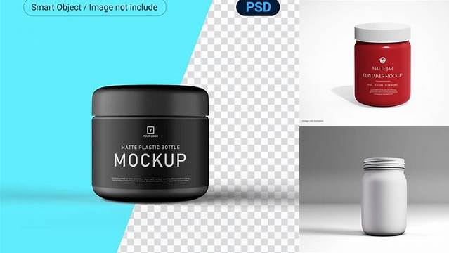 7575+ Matte Round Plastic Jar PSD Mockup Creative Digital PSD Download