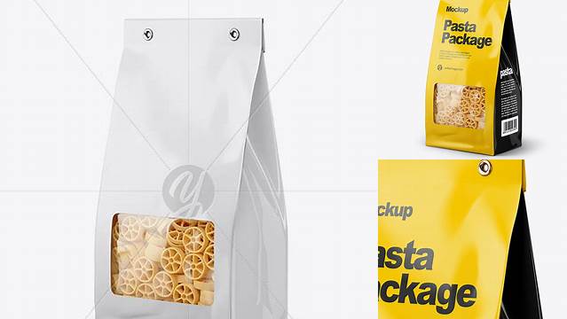 7575+ Paper Bag with Ruote Pasta PSD Mockup Half Side View Free Mockup Templates