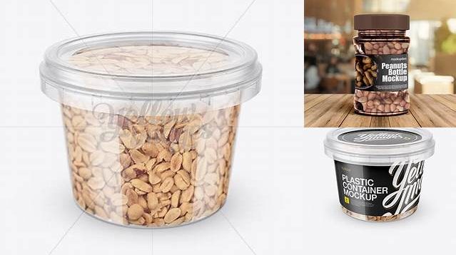 7575+ Plastic Container with Peanuts PSD Mockup Front View Creative PSD Resources