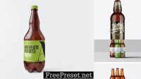 7576+ Amber Plastic Beer Bottle PSD Mockup Layered PSD for Easy Editing