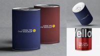 7577+ Metallic Tin Can PSD Mockup Front View PSD Download