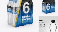 7578+ Transparent Pack with 4 Plastic Bottles PSD Mockup Half Side View Include TIFF