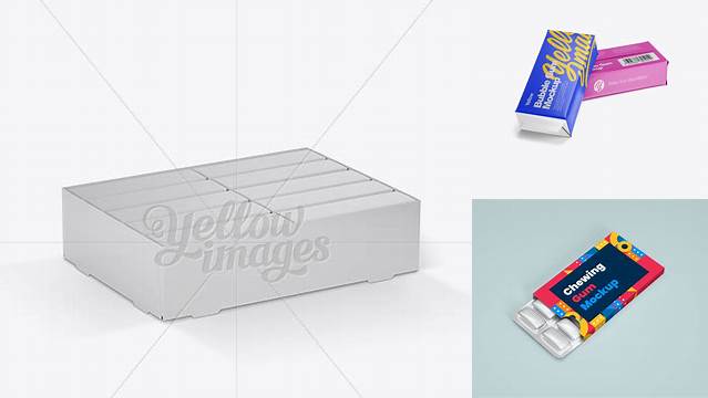 7579+ Bubble Gum Box PSD Mockup Half Side View High-Angle Shot Free Professional PSD Download