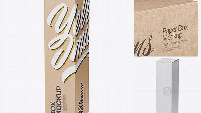 758+ Matte Kraft Box PSD Mockup Half Side View High-Angle Shot High-End Photoshop Mockup