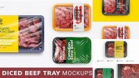 7587+ Diced Beef Tray PSD Mockup Custom Mockup PSD for Free