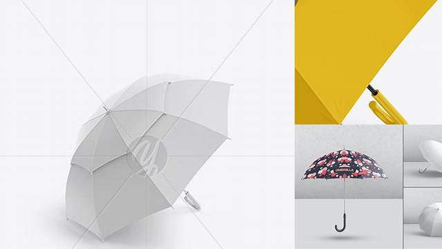 7591+ Open Double Umbrella PSD Mockup Half Side View Fully Layered Photoshop Freebie