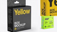 7592+ Glossy Box with Hang Tab PSD Mockup Half Side View High-Angle Shot Exclusive PSD Design Freebie