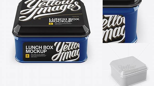 7594+ Glossy Square Lunch Box PSD Mockup High Angle Shot Fully Layered PSD Freebie