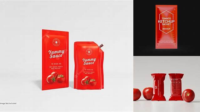 7597+ Ketchup Sachet Mockup High Resolution