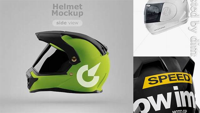 7597+ Moto GP Helmet PSD Mockup Side View Versatile Photoshop Freebie