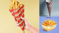 7606+ French Fries Carton Cone PSD Mockup Custom Mockup PSD for Free