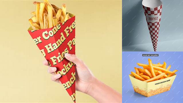 7606+ French Fries Carton Cone PSD Mockup Custom Mockup PSD for Free