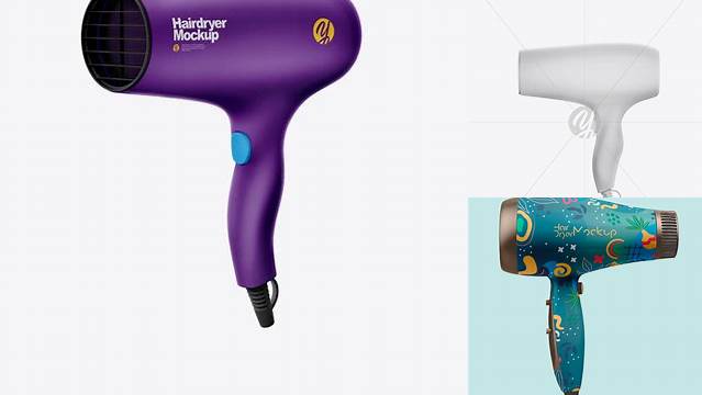 7608+ Matte Hairdryer PSD Mockup Smart Object-Based PSD Template Free