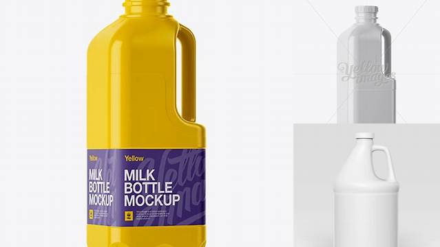 7613+ Gloss Plastic Milk Jug PSD Mockup Halfside Back View Elegant Free Graphic Resource