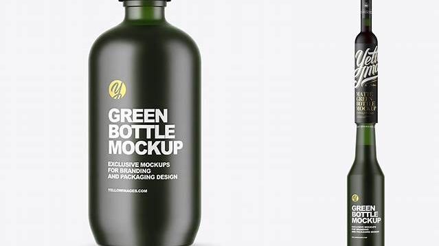 7616+ Frosted Green Glass Bottle PSD Mockup Digital Download