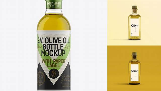 7619+ 500ml Flint Glass Olive Oil Bottle PSD Mockup Fully Layered Free Photoshop File