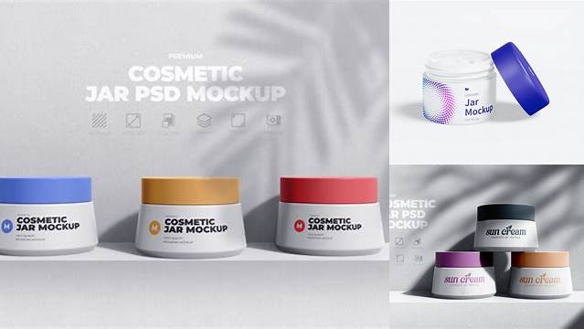 7621+ Glossy Cosmetic Jar PSD Mockup Front View Custom Mockup Graphic Design