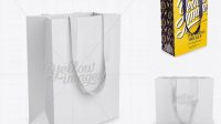 7622+ Paper Euro Tote Bag With Ribbon Handles PSD Mockup Half-Side View Best Free Mockup PSD