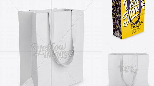 7622+ Paper Euro Tote Bag With Ribbon Handles PSD Mockup Half-Side View Best Free Mockup PSD