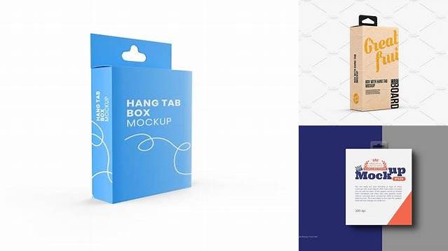 7624+ Paper Box with Hang Tab PSD Mockup Front View high-angle shot Free Editable Photoshop Template