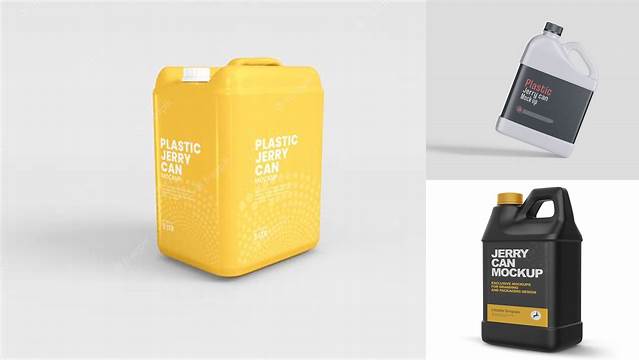 7625+ Glossy Plastic Jerry Can PSD Mockup Front View Custom Mockup Graphic Design