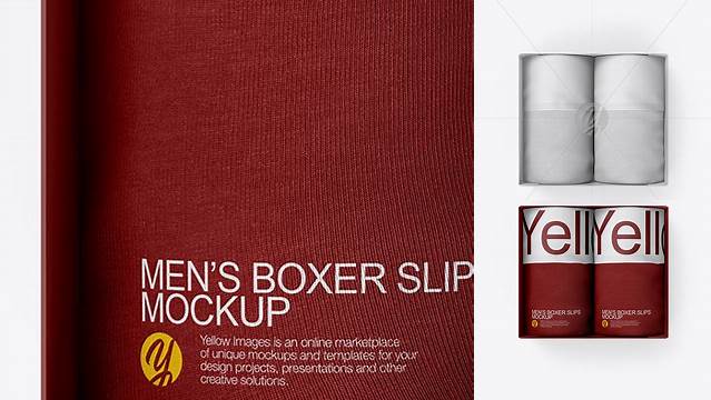 7626+ Box With 2 Men's Boxer Slips PSD Mockup Photoshop Resource Free