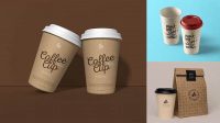 7627+ Kraft Small Coffee Cup PSD Mockup High-Angle Shot Easy-to-Use PSD Template