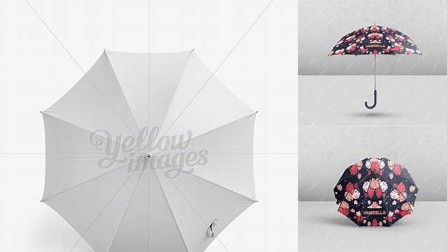 7627+ Open Double Umbrella PSD Mockup Top View Exclusive Free PSD Mockups