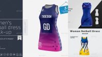 7627+ Women Netball Dress HQ PSD Mockup Front View Professional Photoshop Design Freebie