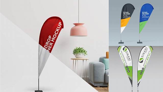 7628+ Teardrop Banner Mockup Best Free Mockup PSD