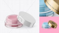 763+ 5ml Opened Lip Balm Jar PSD Mockup High-Angle Shot Exclusive Free PSD Mockups