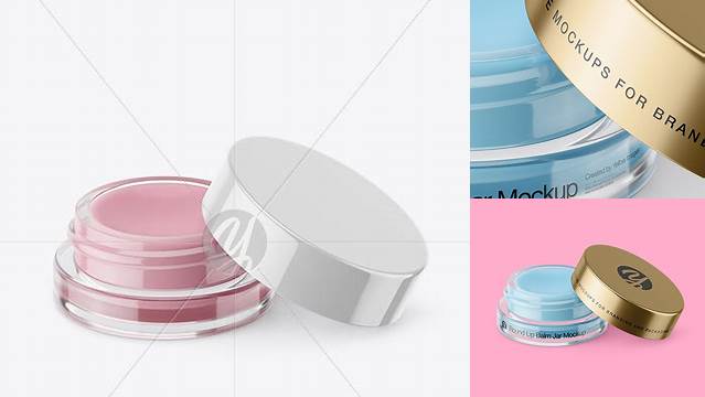 763+ 5ml Opened Lip Balm Jar PSD Mockup High-Angle Shot Exclusive Free PSD Mockups