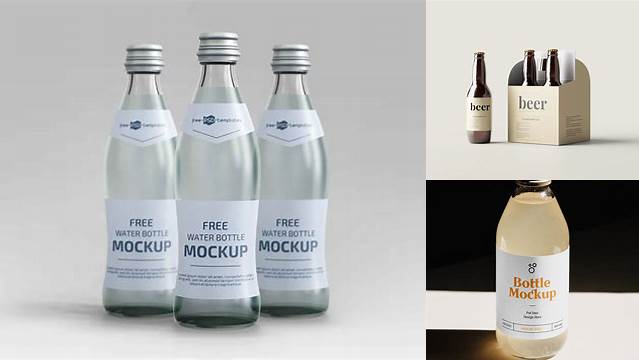 7632+ 4 Bottles Pack PSD Mockup Front View Unique High-Resolution Design Freebie