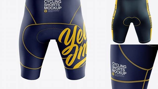 7643+ Men’s Cycling Shorts v2 PSD Mockup Back View Free Design Resource