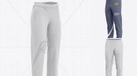 7644+ Men's Cuffed Sweatpants PSD Mockup Front Left Half-Side View Creative Layered Design File