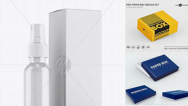 7645+ Glossy Sprayer With Paper Box PSD Mockup For Free Download