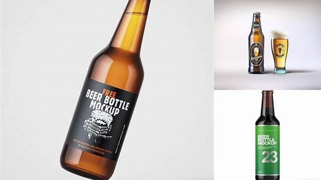 7648+ 250ml Clear Glass Bottle with Beer PSD Mockup PSD Download