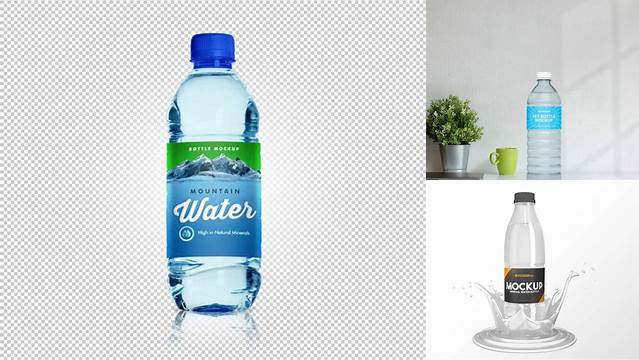 7652+ Clear PET Bottle with Water PSD Mockup Download Free Editable PSD Template