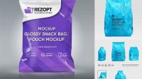 7652+ Glossy Snack Bag PSD Mockup Half Side View Creative Photoshop Resources