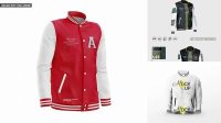 7653+ Men’s Varsity Jacket PSD Mockup Back Half-Side View Modern PSD Templates