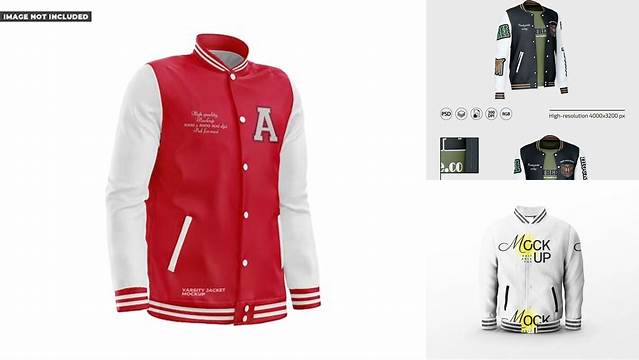 7653+ Men’s Varsity Jacket PSD Mockup Back Half-Side View Modern PSD Templates